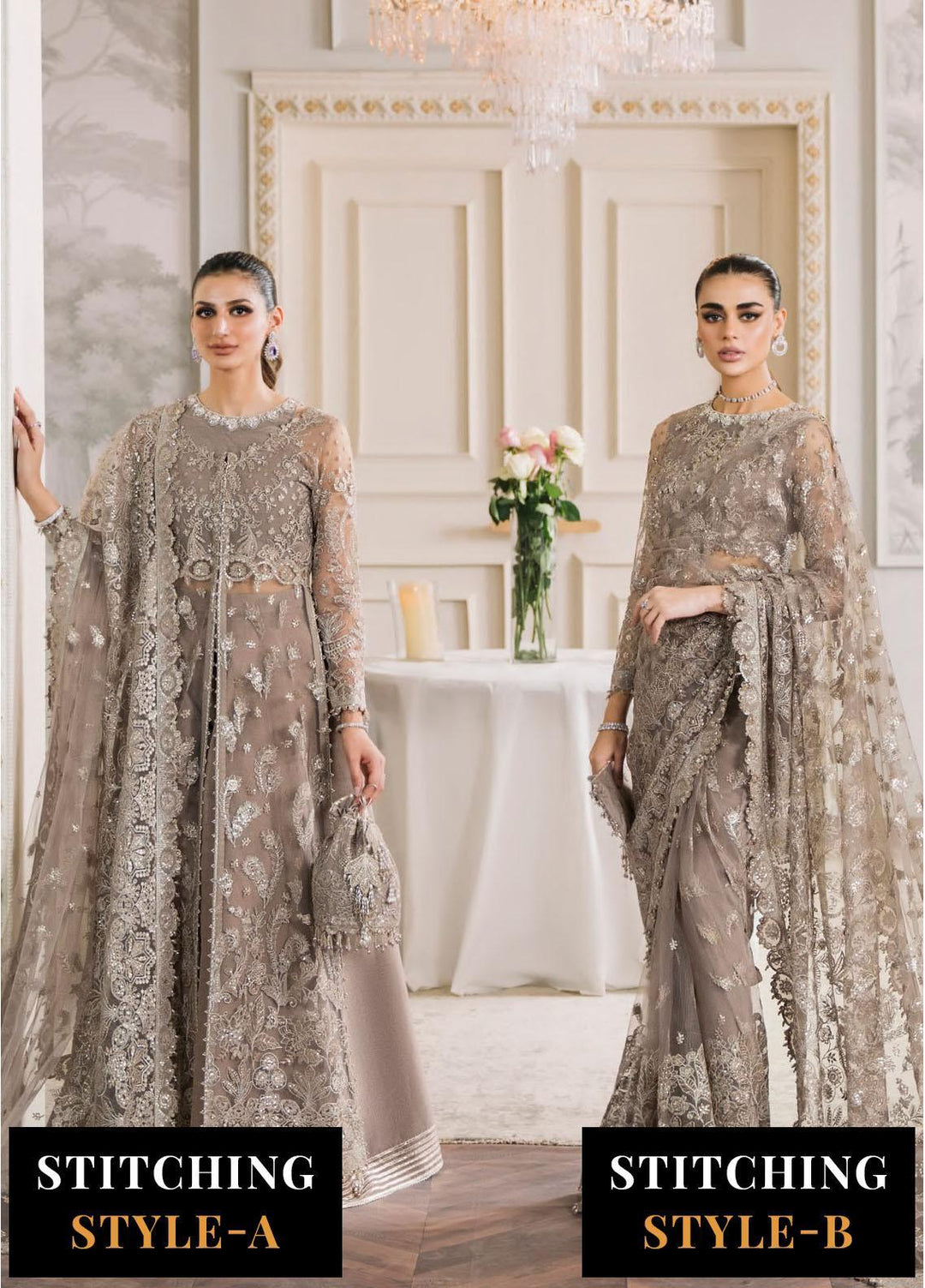Chantelle by Baroque Unstitched Embroidered Net 3 Piece Suit BQ26UCF CH12-D06 - Festive Collection