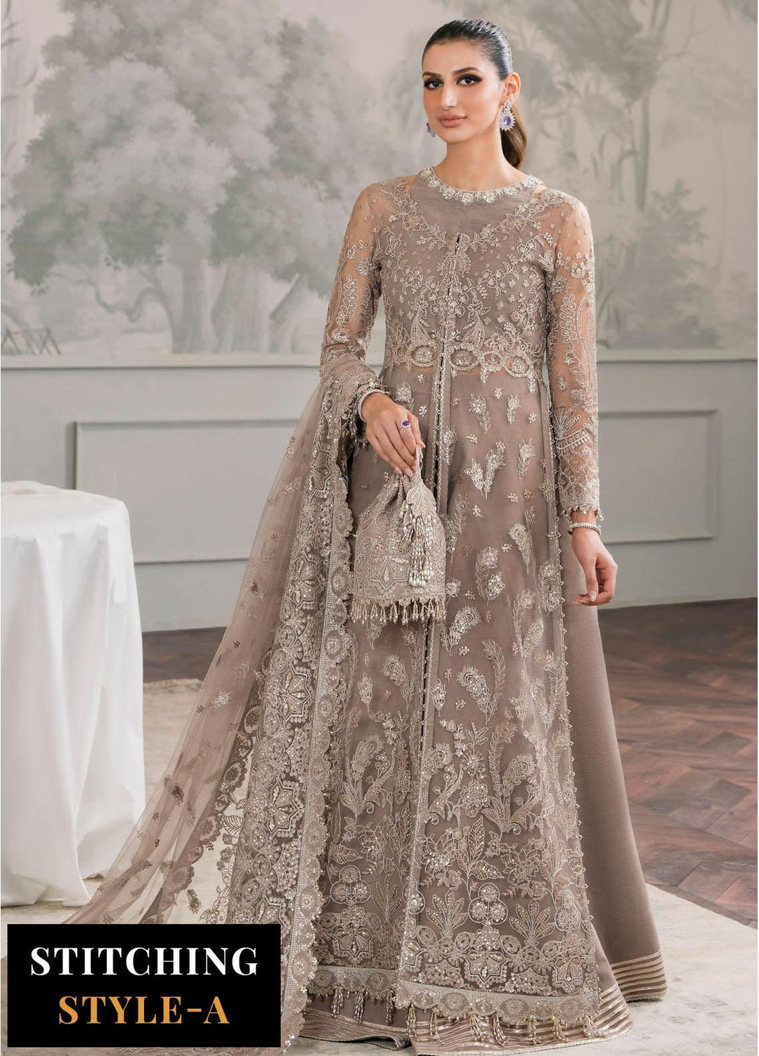 Chantelle By Baroque Embroidered Net Suits Unstitched 3 Piece BQ24CH EC 06 - Luxury Collection