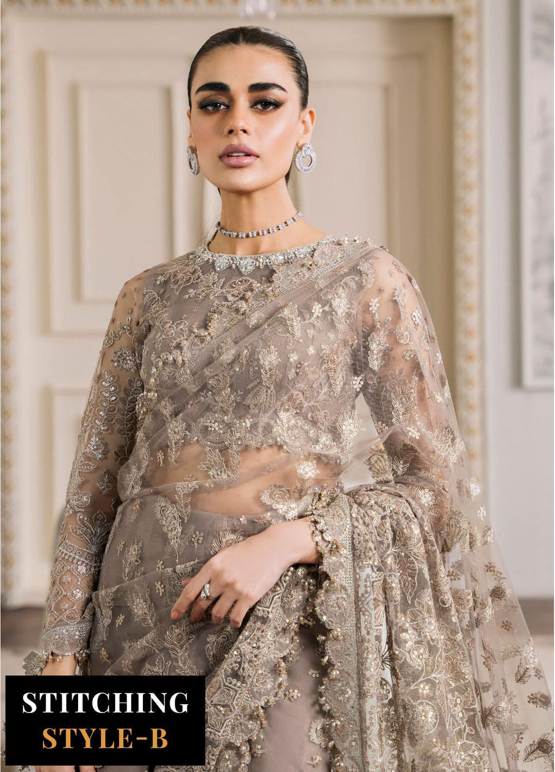 Chantelle by Baroque Unstitched Embroidered Net 3 Piece Suit BQ26UCF CH12-D06 - Festive Collection