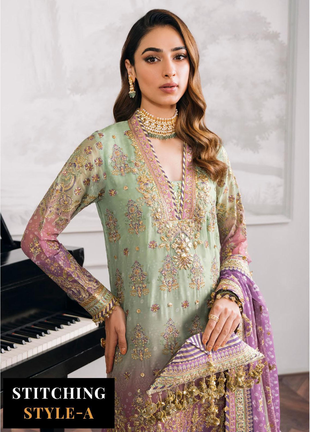 Chantelle By Baroque Embroidered Chiffon Suits Unstitched 3 Piece BQ24CH EC 08 - Luxury Collection