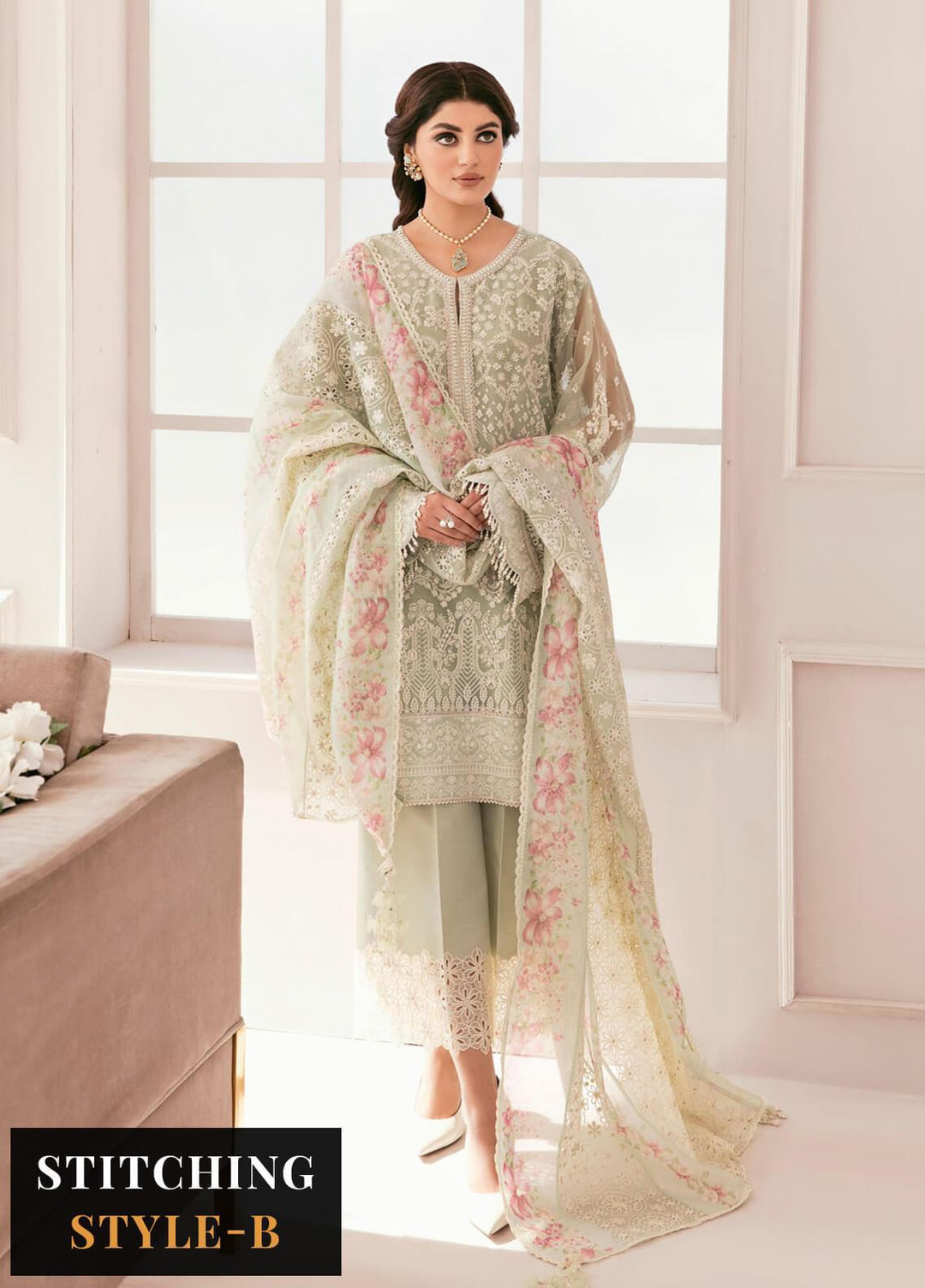 Chantelle By Baroque Embroidered Chiffon Suits Unstitched 3 Piece BQ23CH BQU-CH11-D01 - Luxury Formal Collection