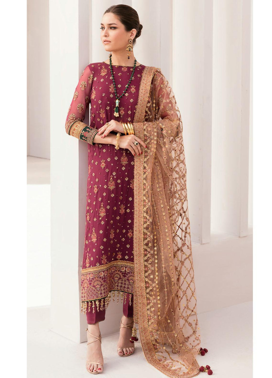 Chantelle by Baroque Unstitched Embroidered Chiffon 3 Piece Suit BQ26UCF CH11-D02 - Festive Collection