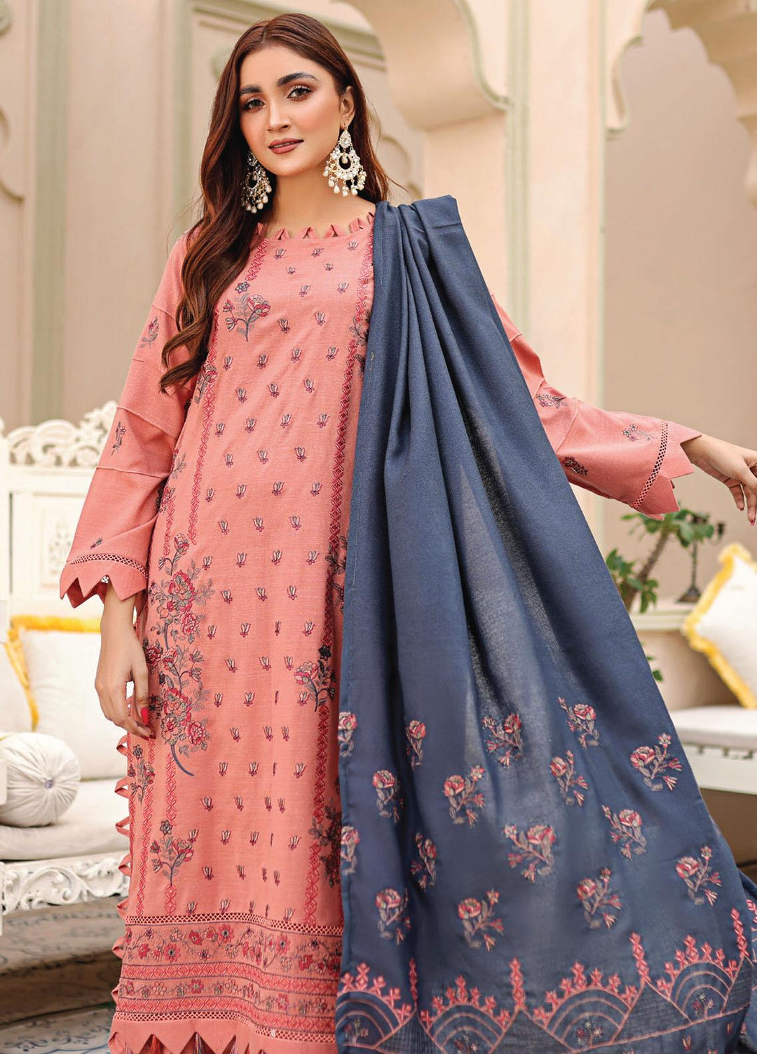 Chantilly De Lace By Aalaya Embroidered Dhanak Suits Unstitched 3 Piece ALY22CDL-V3 D-04 - Winter Collection