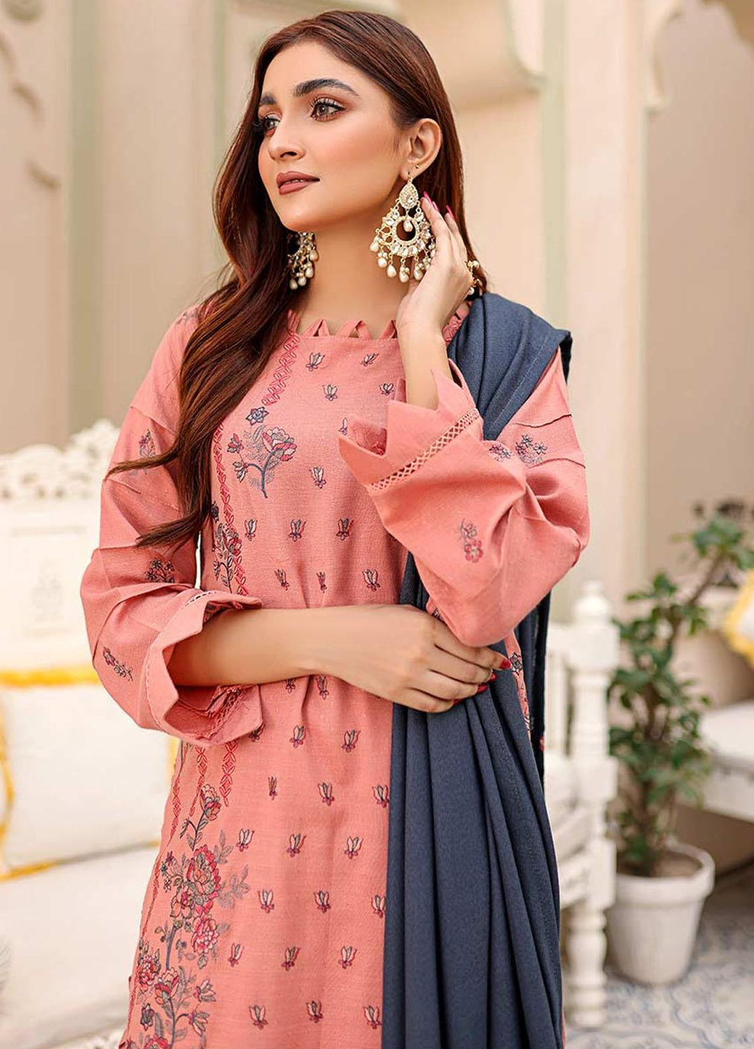 Chantilly De Lace By Aalaya Embroidered Dhanak Suits Unstitched 3 Piece ALY22CDL-V3 D-04 - Winter Collection