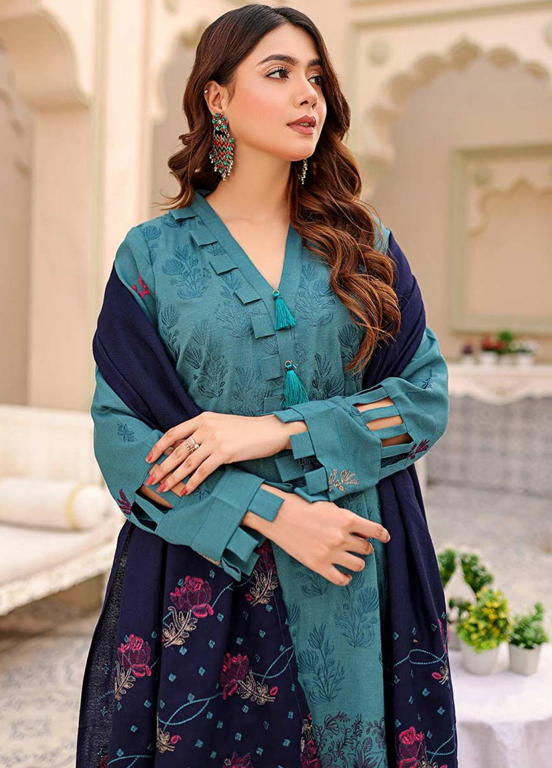 Chantilly De Lace By Aalaya Embroidered Dhanak Suits Unstitched 3 Piece ALY22CDL-V3 D-05 - Winter Collection