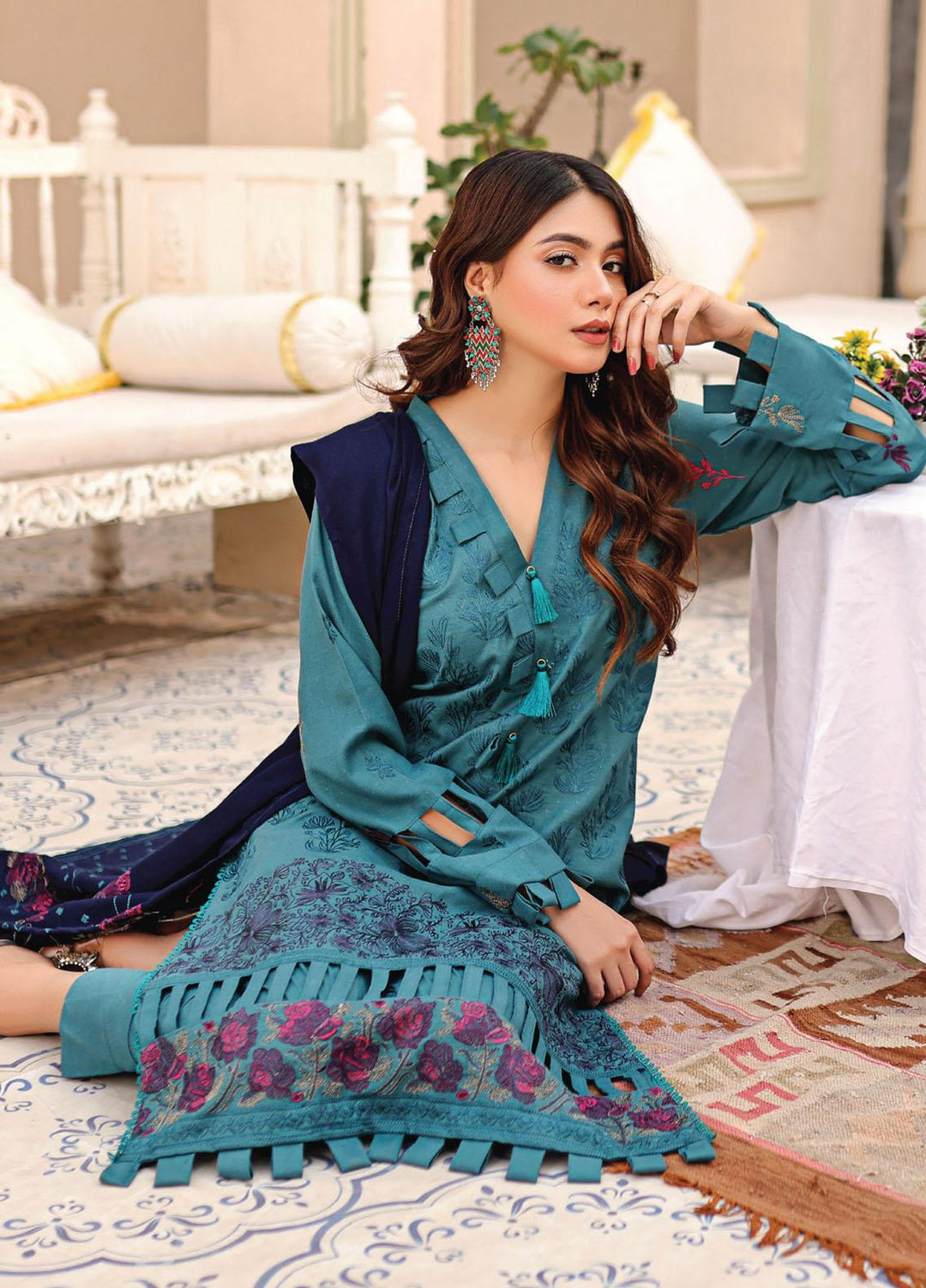 Chantilly De Lace By Aalaya Embroidered Dhanak Suits Unstitched 3 Piece ALY22CDL-V3 D-05 - Winter Collection