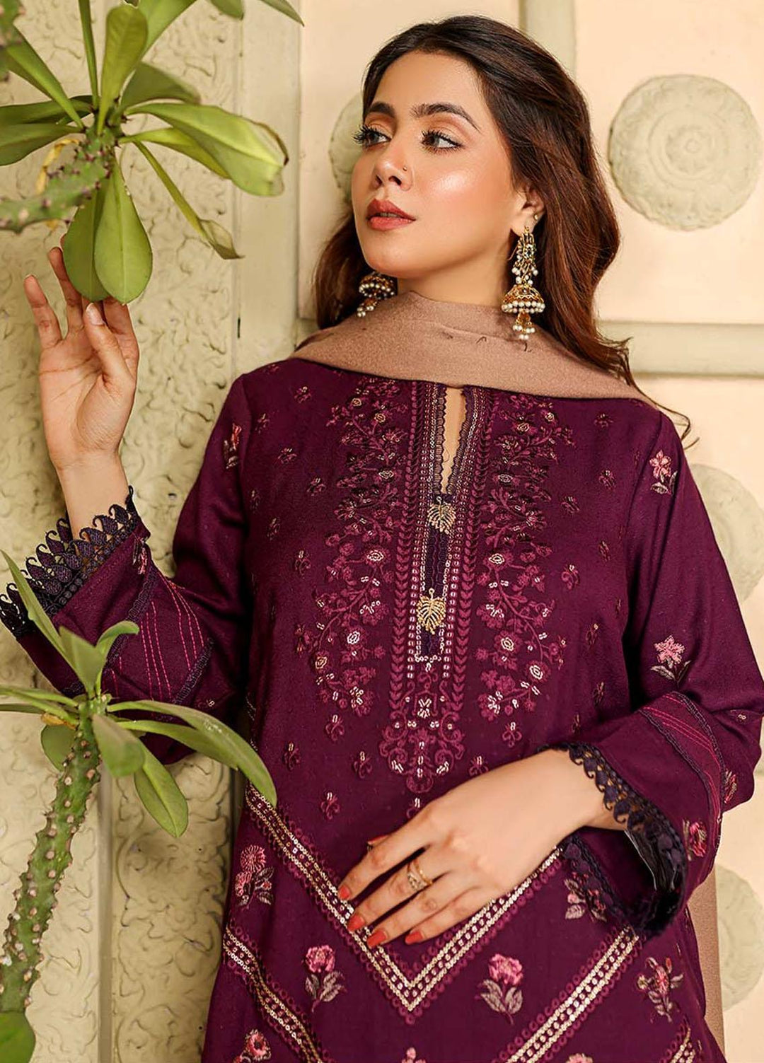 Chantilly De Lace By Aalaya Embroidered Dhanak Suits Unstitched 3 Piece ALY22CDL-V3 D-06 - Winter Collection