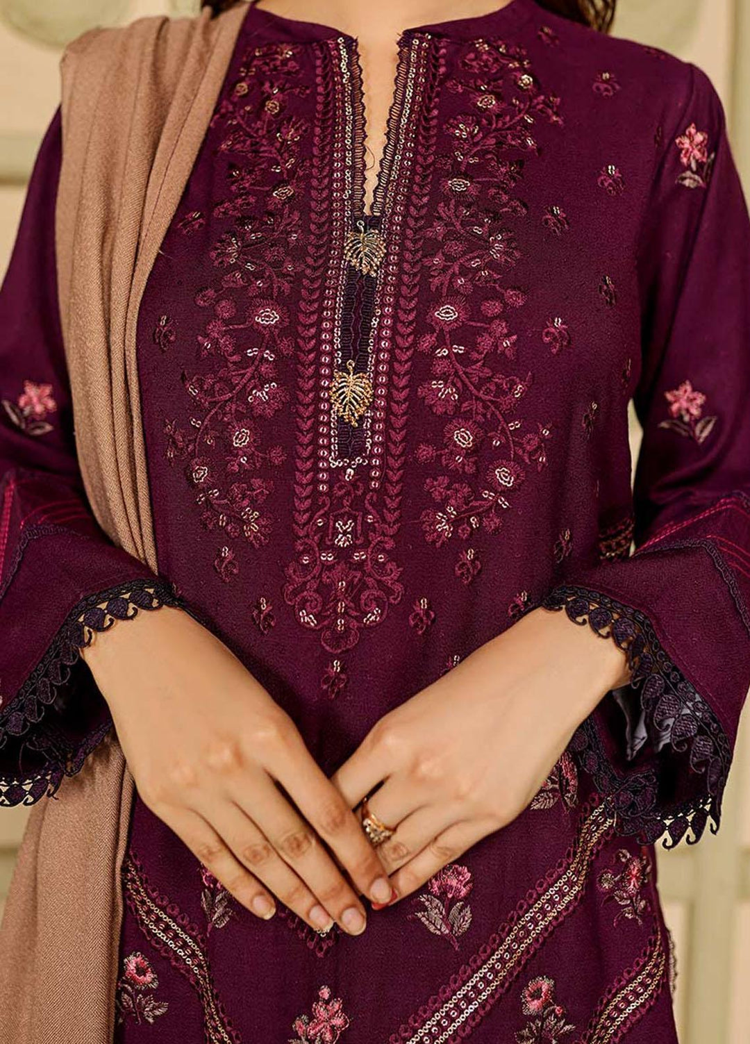Chantilly De Lace By Aalaya Embroidered Dhanak Suits Unstitched 3 Piece ALY22CDL-V3 D-06 - Winter Collection