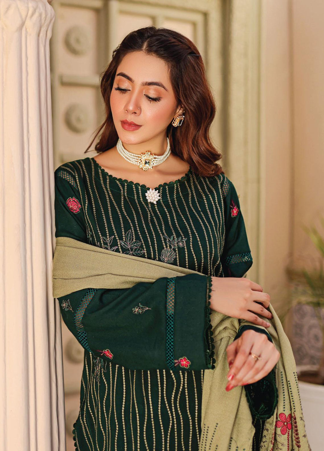 Chantilly De Lace By Aalaya Embroidered Dhanak Suits Unstitched 3 Piece ALY22CDL-V3 D-07 - Winter Collection