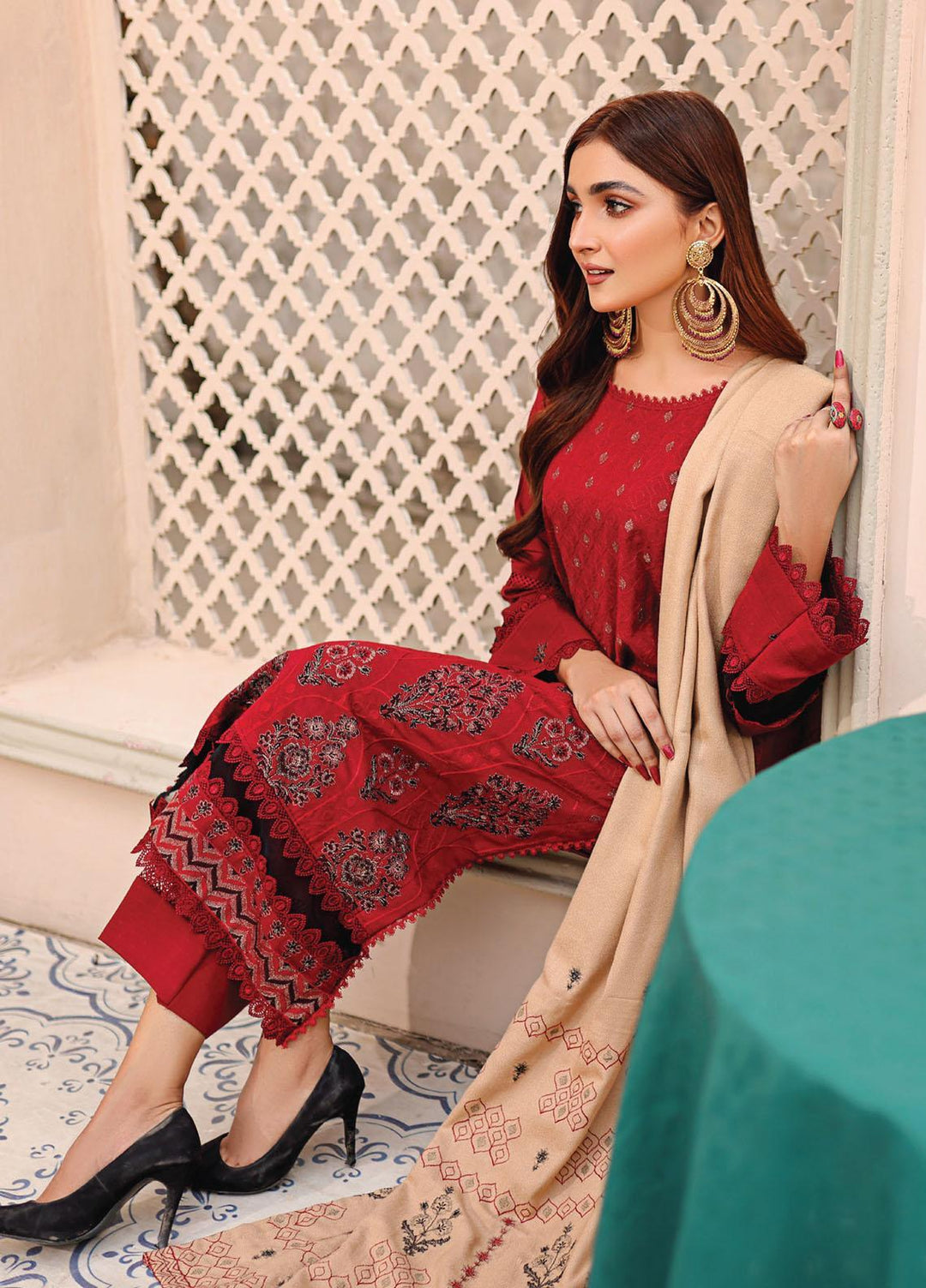 Chantilly De Lace By Aalaya Embroidered Dhanak Suits Unstitched 3 Piece ALY22CDL-V3 D-08 - Winter Collection