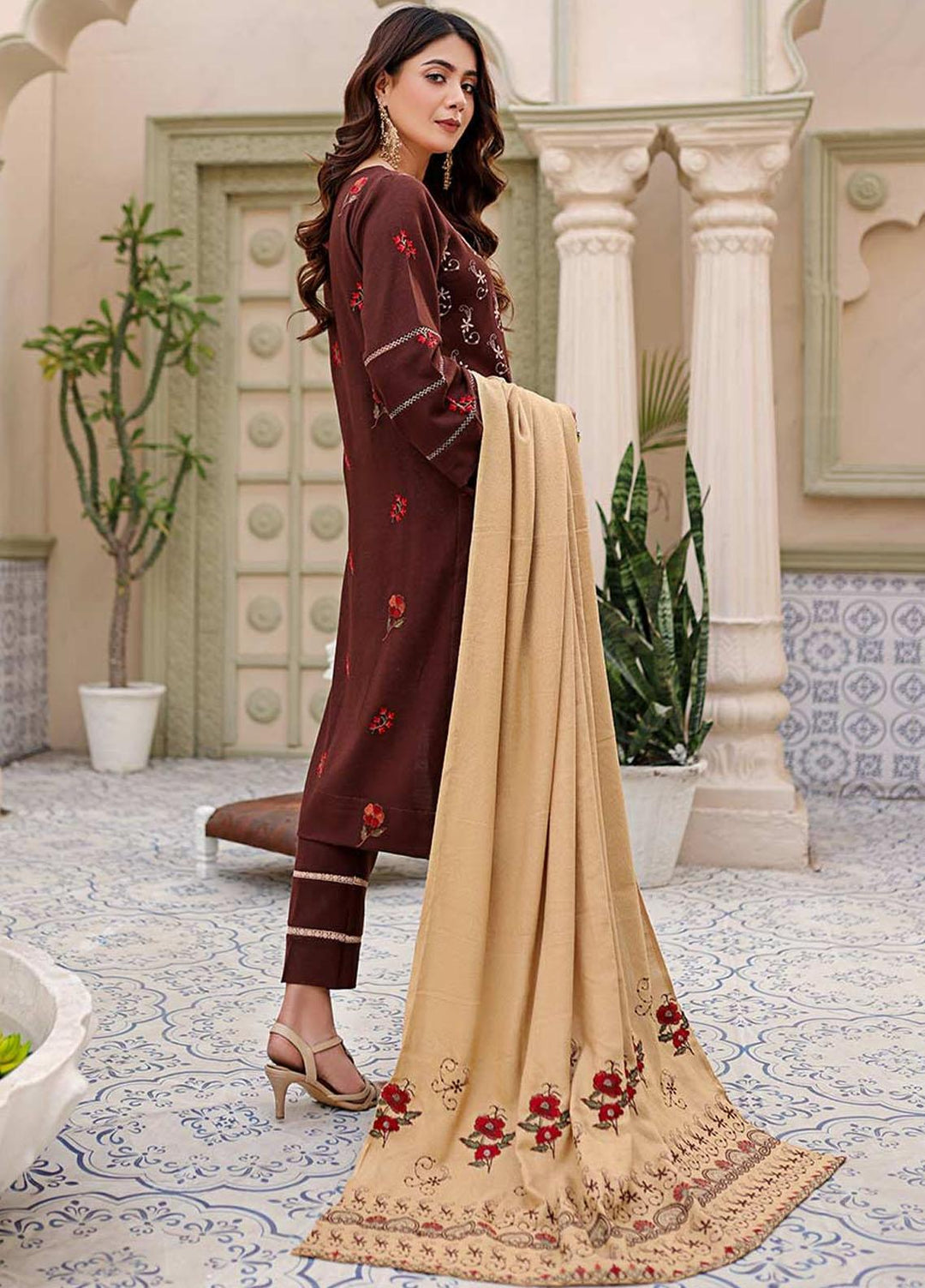 Chantilly De Lace By Aalaya Embroidered Dhanak Suits Unstitched 3 Piece ALY22CDL-V3 D-09 - Winter Collection