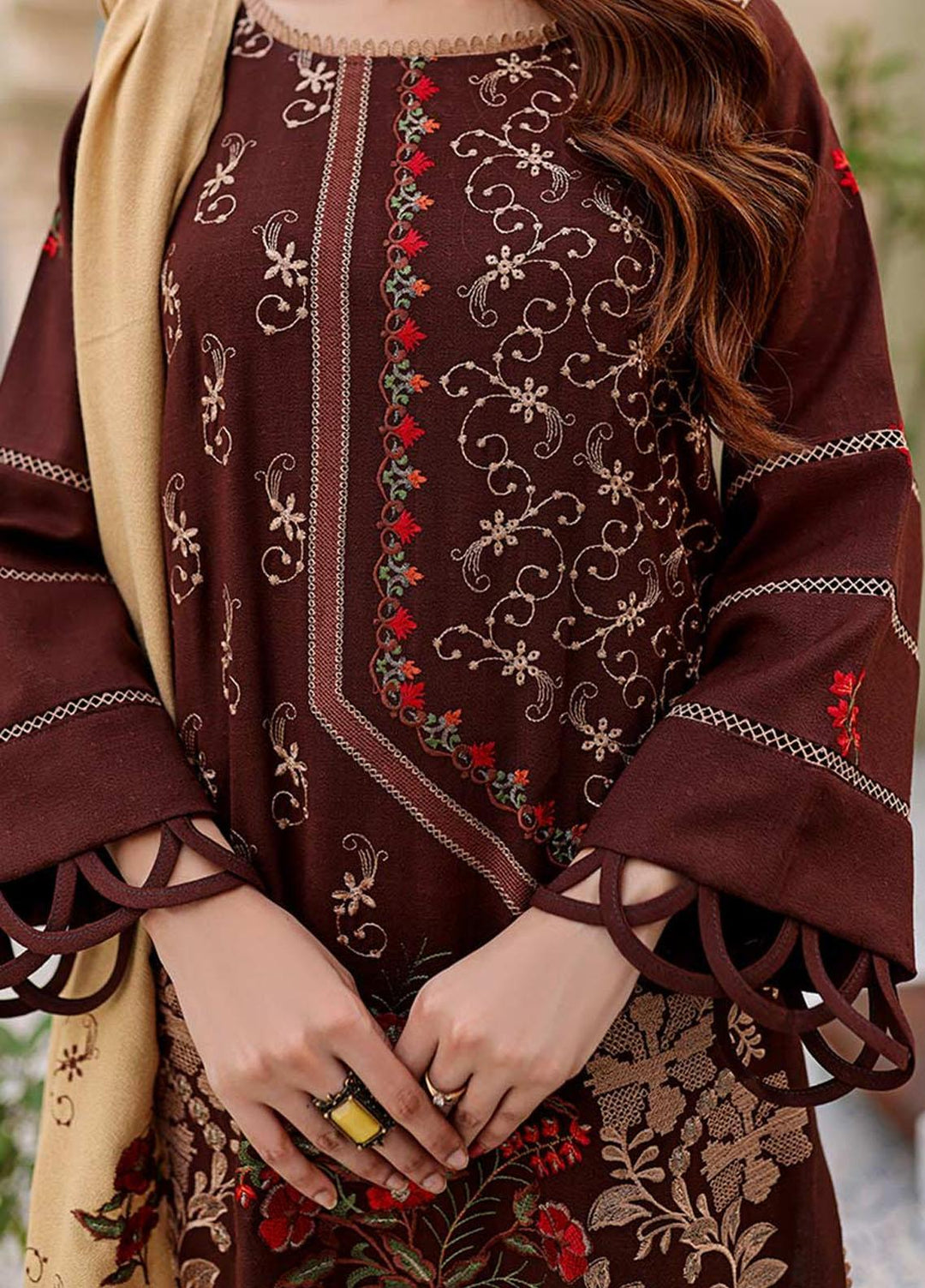 Chantilly De Lace By Aalaya Embroidered Dhanak Suits Unstitched 3 Piece ALY22CDL-V3 D-09 - Winter Collection