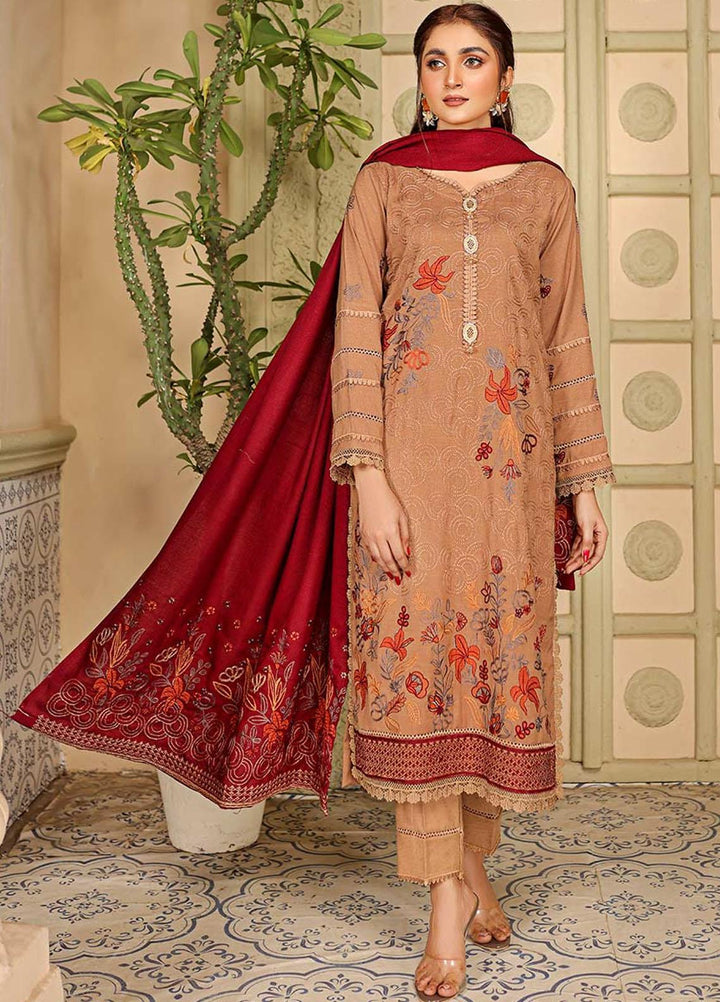 Chantilly De Lace By Aalaya Embroidered Dhanak Suits Unstitched 3 Piece ALY22CDL-V3 D-10 - Winter Collection