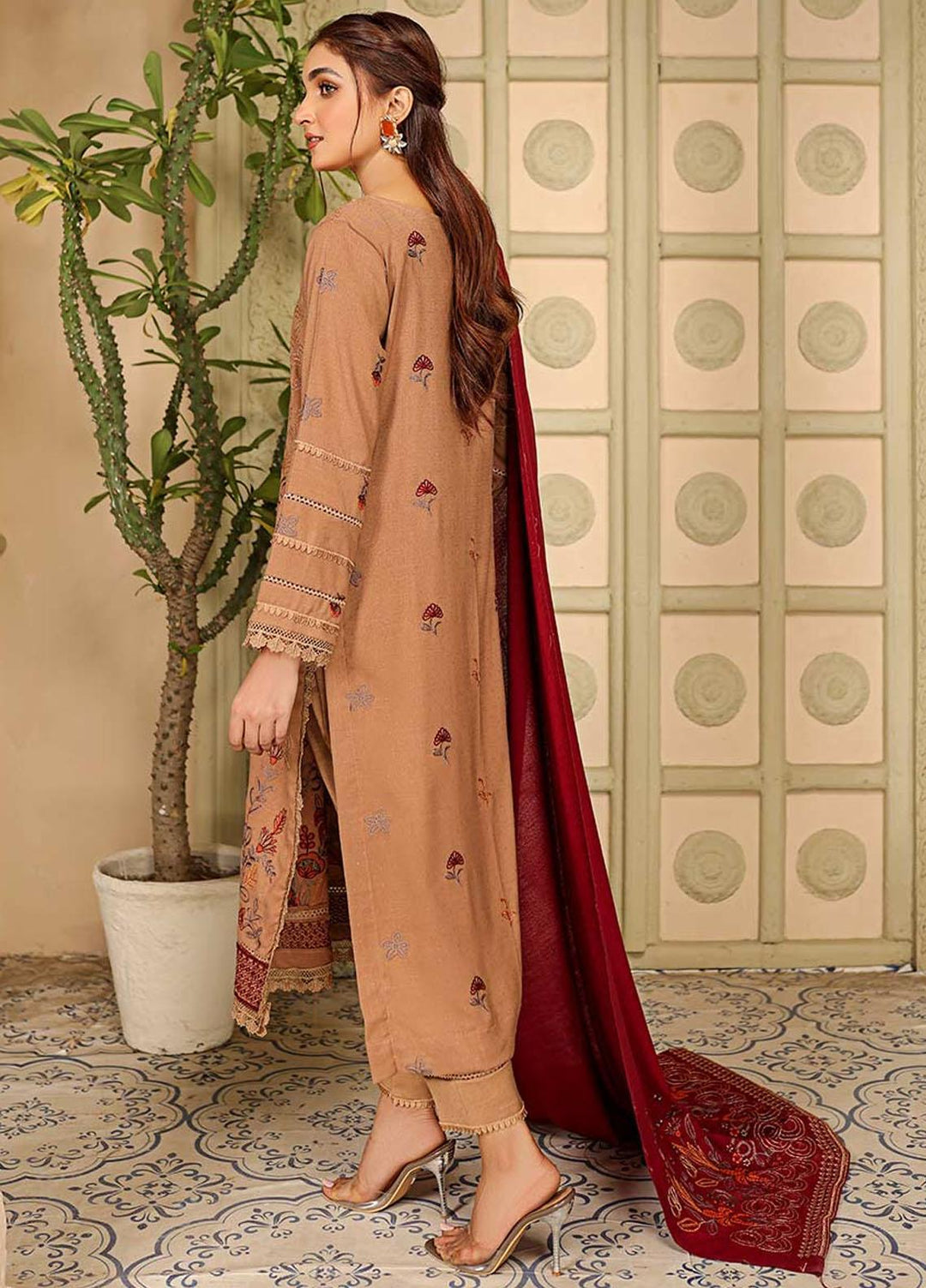 Chantilly De Lace By Aalaya Embroidered Dhanak Suits Unstitched 3 Piece ALY22CDL-V3 D-10 - Winter Collection