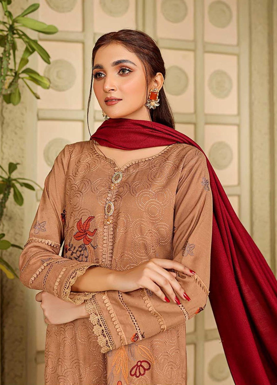 Chantilly De Lace By Aalaya Embroidered Dhanak Suits Unstitched 3 Piece ALY22CDL-V3 D-10 - Winter Collection