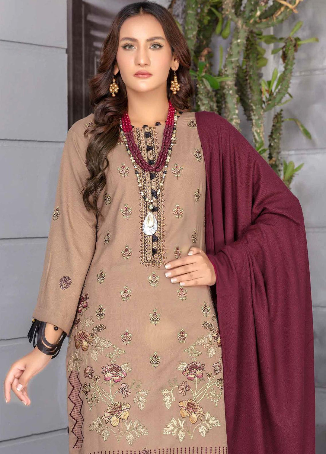 Chantilly De Lace By Aalaya Embroidered Dhanak Suits Unstitched 3 Piece ALY22CDL-V2 D-02 - Winter Collection