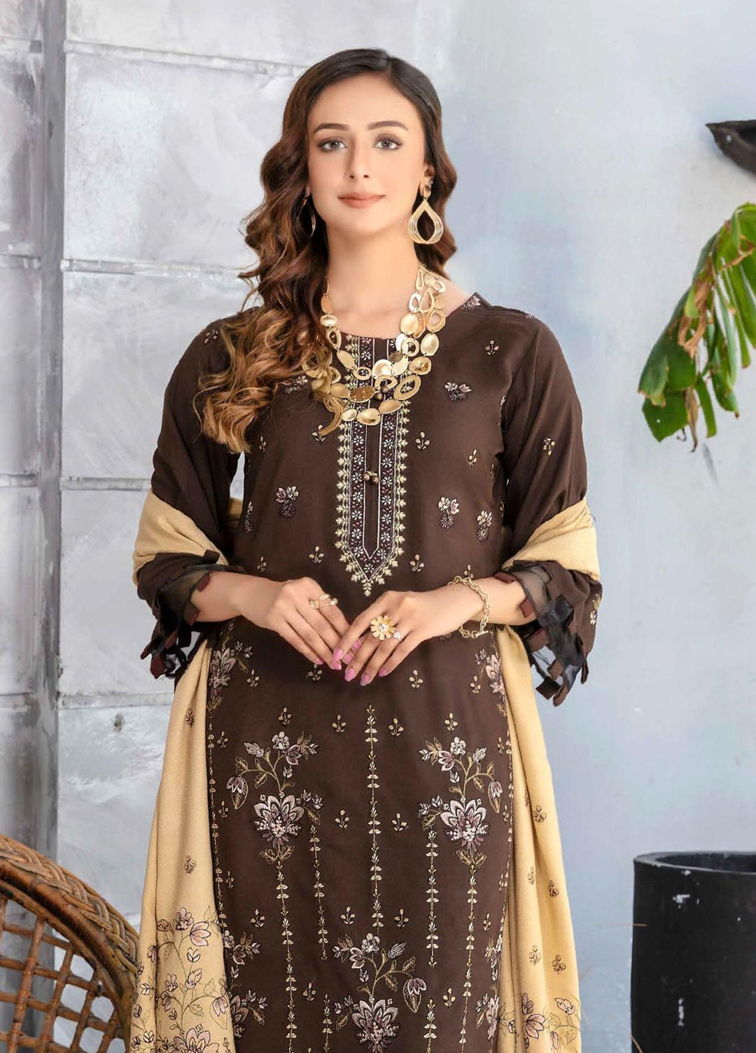 Chantilly De Lace By Aalaya Embroidered Dhanak Suits Unstitched 3 Piece ALY22CDL-V2 D-05 - Winter Collection