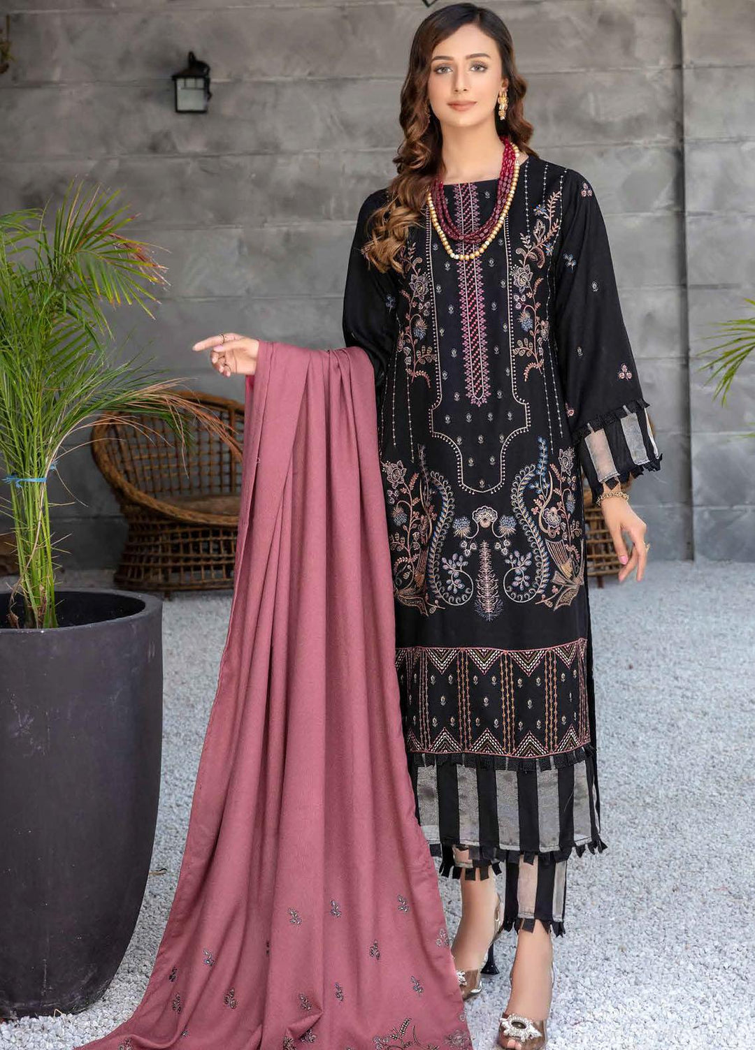 Chantilly De Lace By Aalaya Embroidered Dhanak Suits Unstitched 3 Piece ALY22CDL-V2 D-09 - Winter Collection