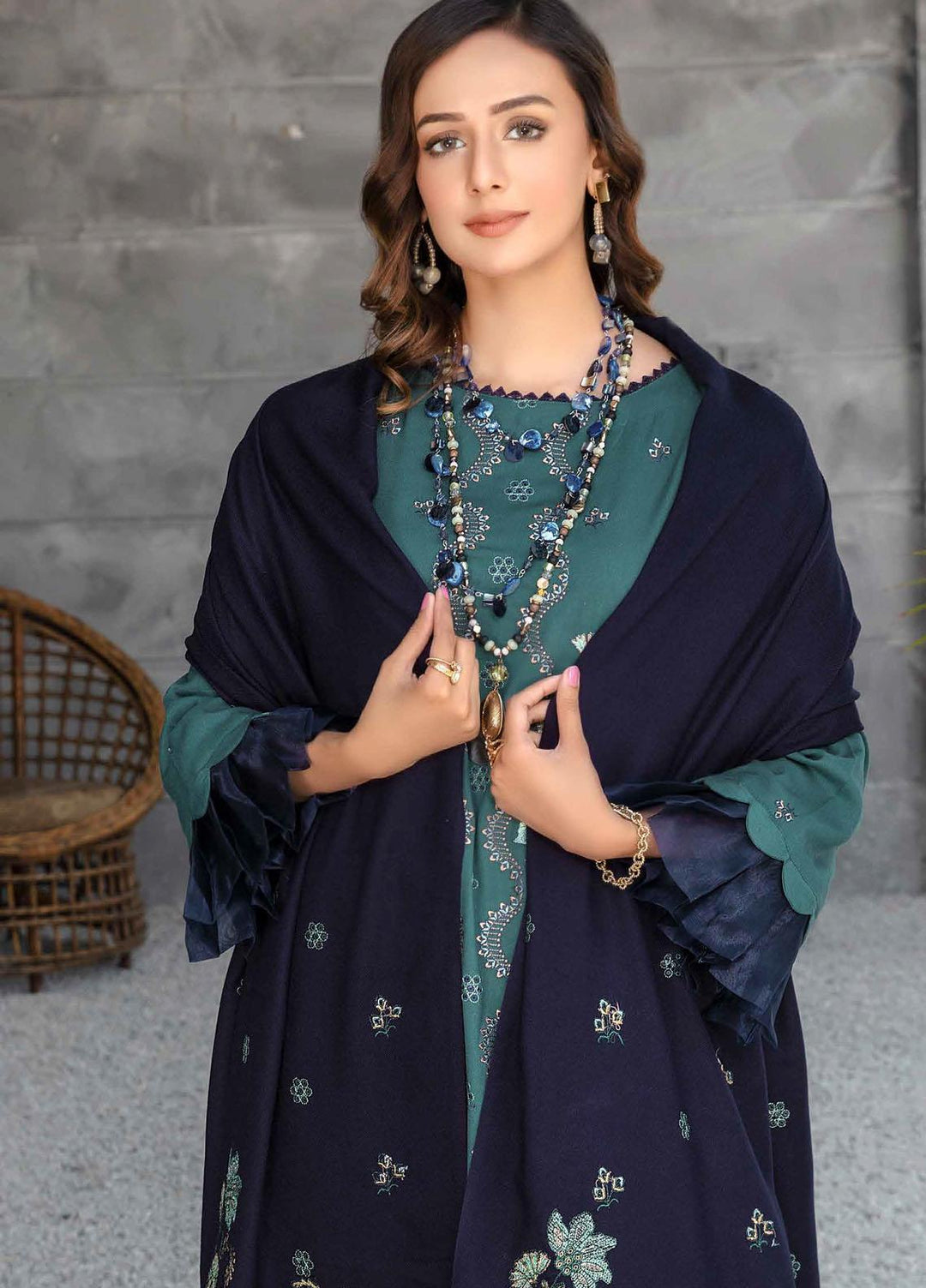 Chantilly De Lace By Aalaya Embroidered Dhanak Suits Unstitched 3 Piece ALY22CDL-V2 D-10 - Winter Collection