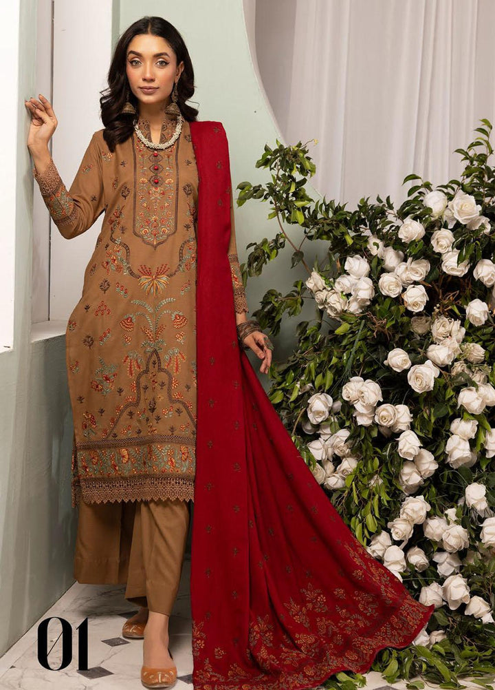 Chantilly De Lace By Aalaya Embroidered Dhanak Suits Unstitched 3 Piece ALY23CDL D-01 - Winter Collection