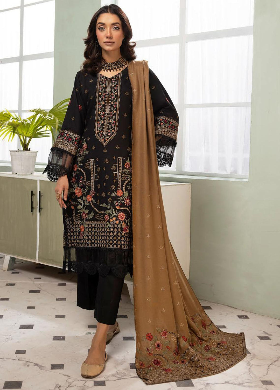 Chantilly De Lace By Aalaya Embroidered Dhanak Suits Unstitched 3 Piece ALY23CDL D-02 - Winter Collection