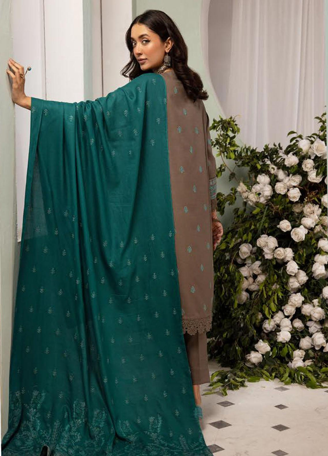 Chantilly De Lace By Aalaya Embroidered Dhanak Suits Unstitched 3 Piece ALY23CDL D-03 - Winter Collection