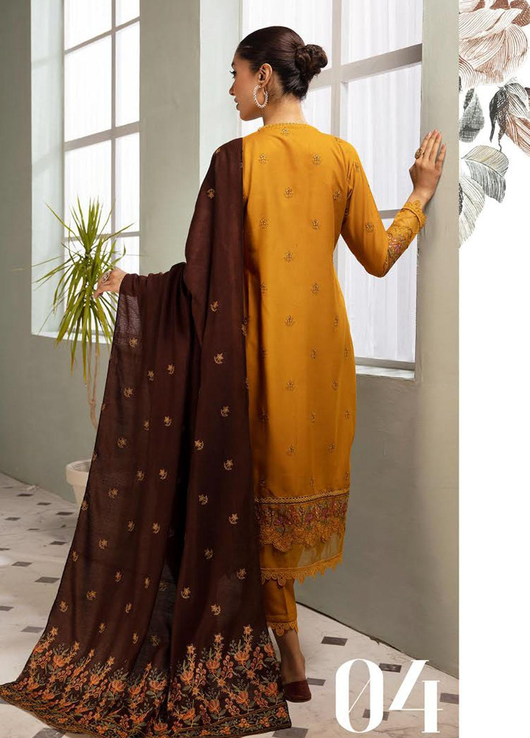 Chantilly De Lace By Aalaya Embroidered Dhanak Suits Unstitched 3 Piece ALY23CDL D-04 - Winter Collection