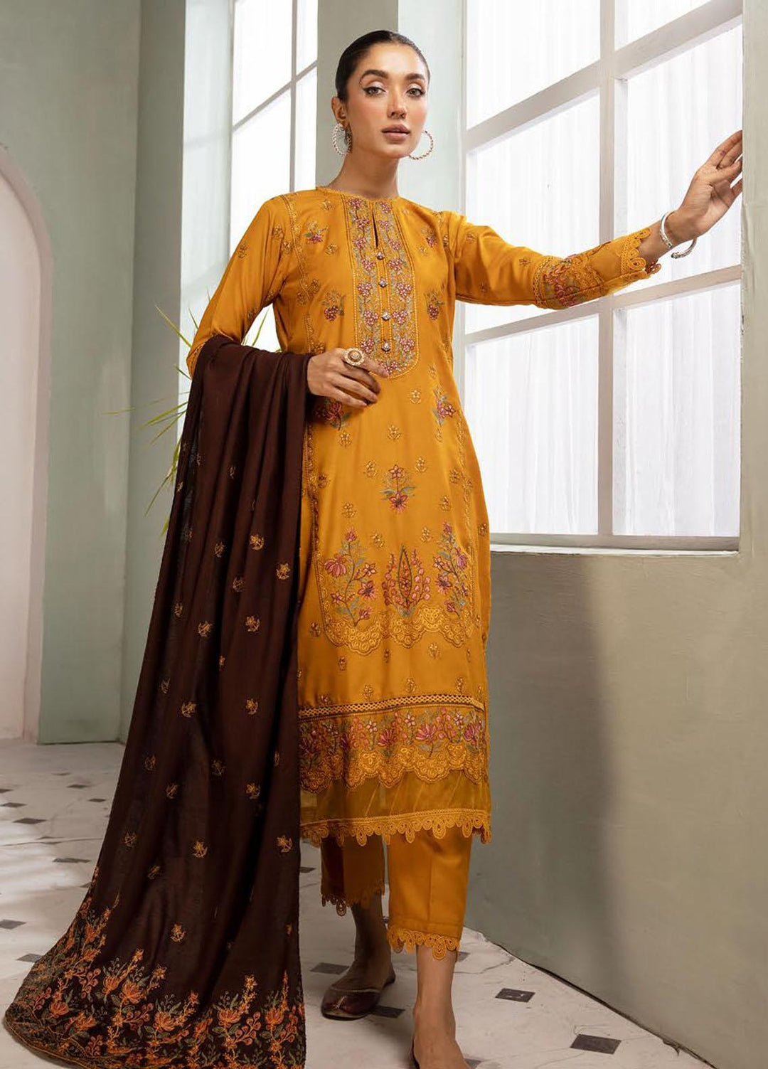 Chantilly De Lace By Aalaya Embroidered Dhanak Suits Unstitched 3 Piece ALY23CDL D-04 - Winter Collection