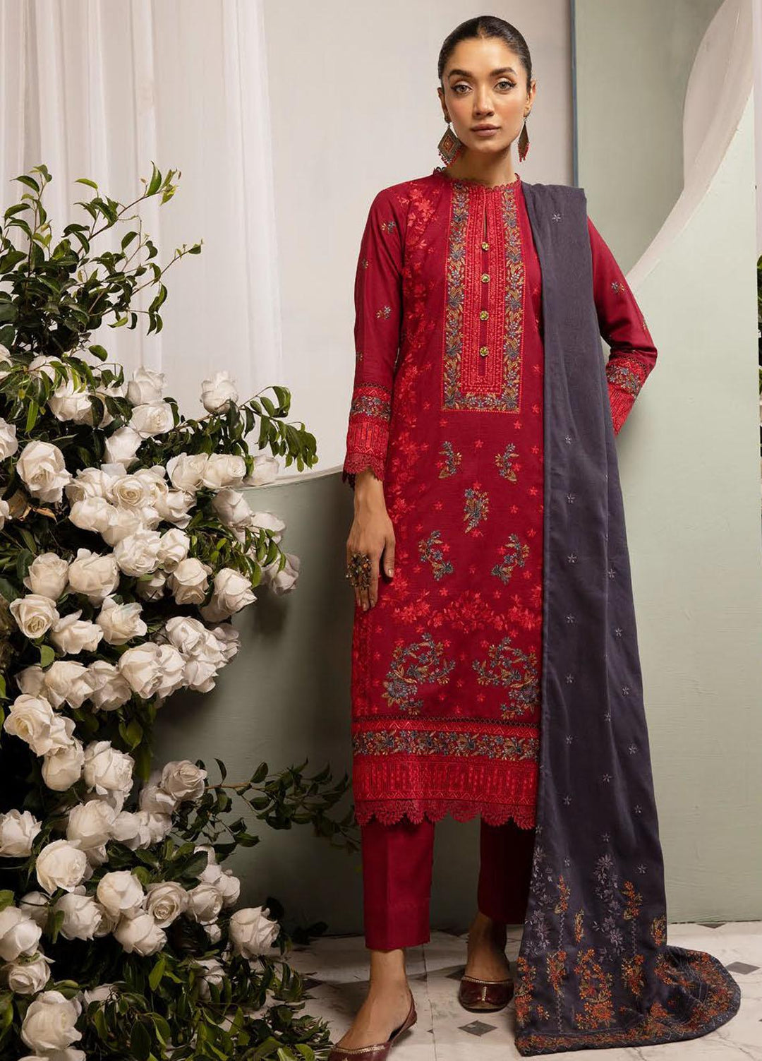 Chantilly De Lace By Aalaya Embroidered Dhanak Suits Unstitched 3 Piece ALY23CDL D-05 - Winter Collection