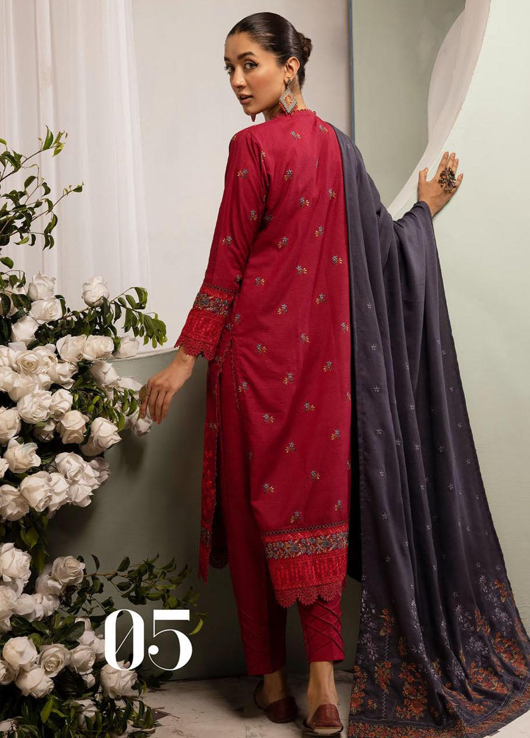 Chantilly De Lace By Aalaya Embroidered Dhanak Suits Unstitched 3 Piece ALY23CDL D-05 - Winter Collection