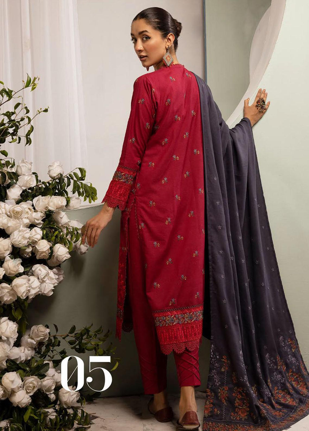 Chantilly De Lace By Aalaya Embroidered Dhanak Suits Unstitched 3 Piece ALY23CDL D-05 - Winter Collection