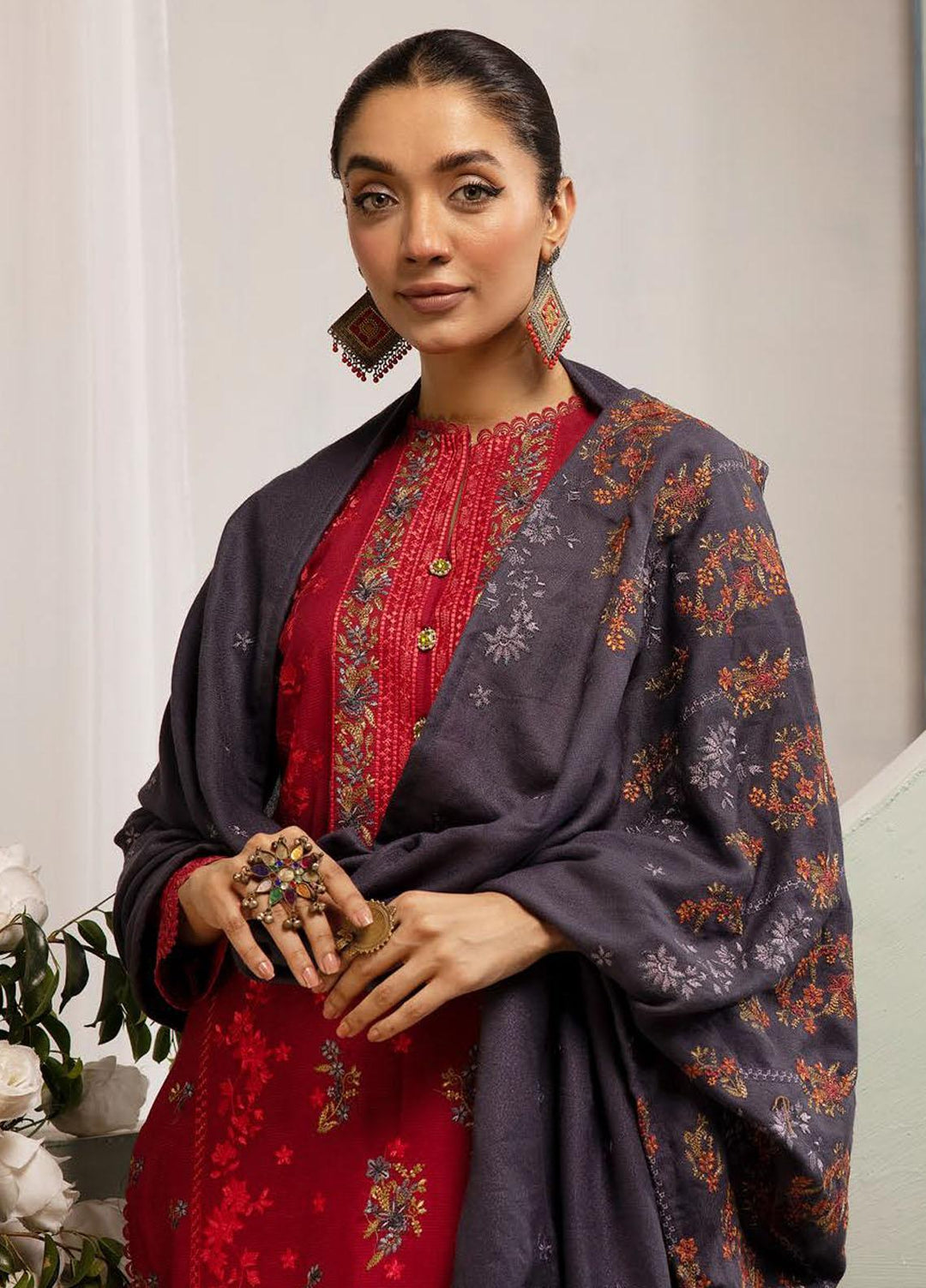 Chantilly De Lace By Aalaya Embroidered Dhanak Suits Unstitched 3 Piece ALY23CDL D-05 - Winter Collection