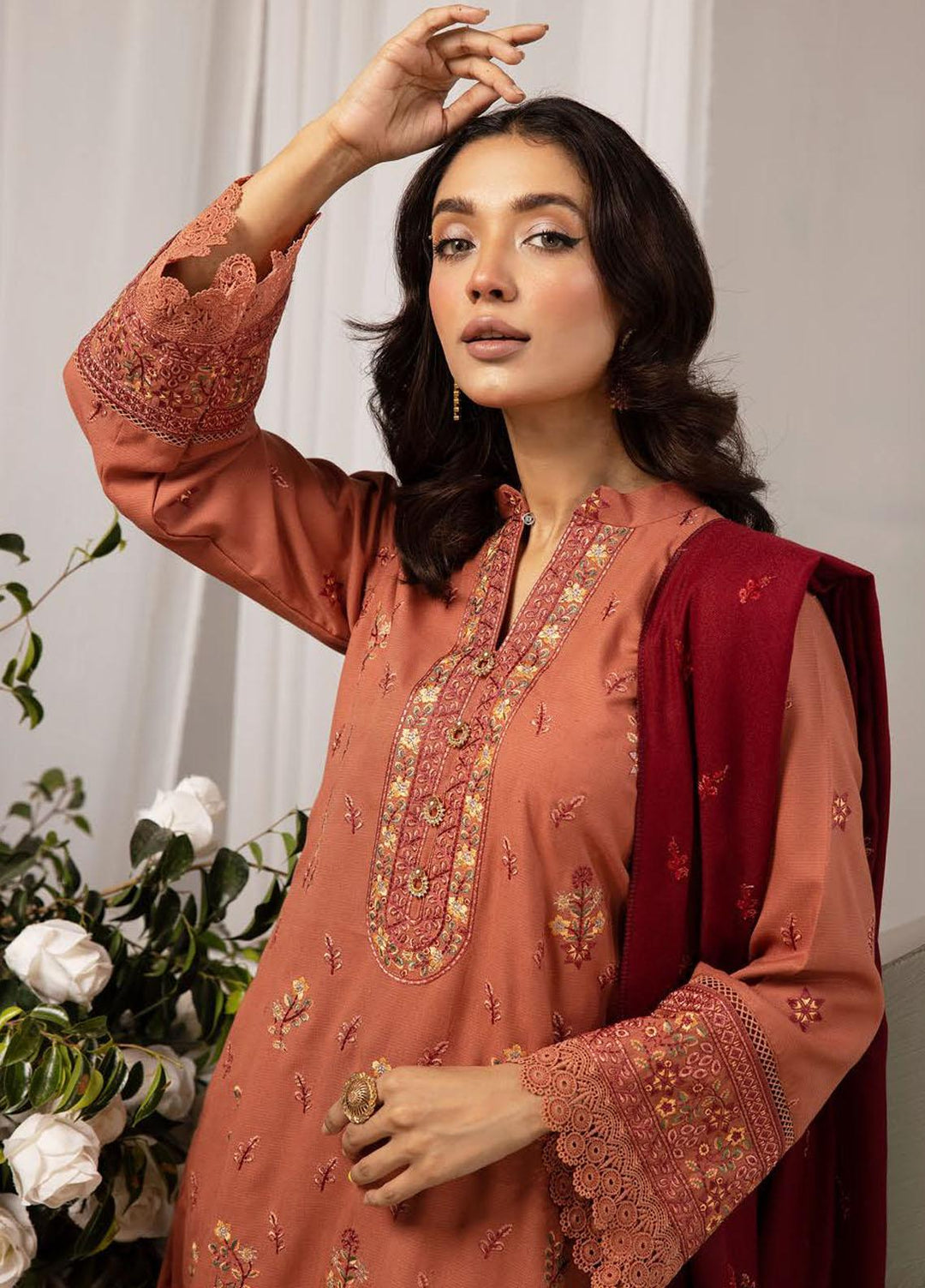 Chantilly De Lace By Aalaya Embroidered Dhanak Suits Unstitched 3 Piece ALY23CDL D-06 - Winter Collection