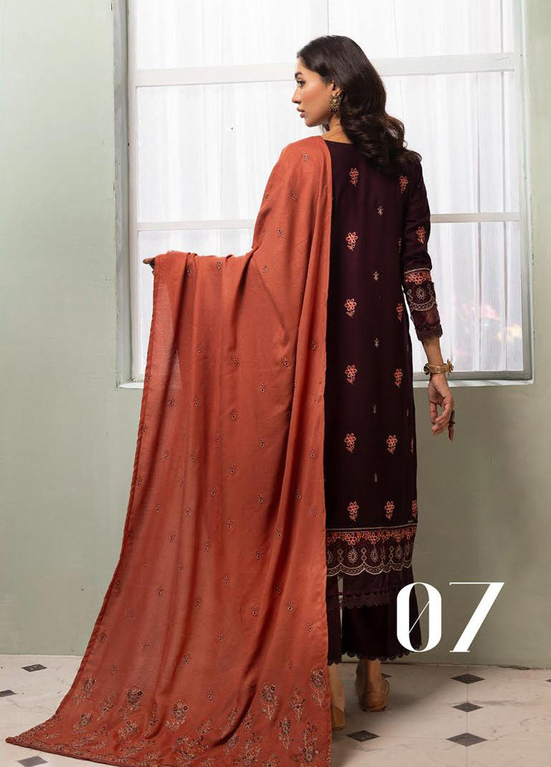 Chantilly De Lace By Aalaya Embroidered Dhanak Suits Unstitched 3 Piece ALY23CDL D-07 - Winter Collection