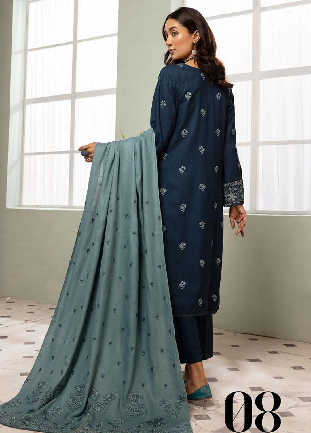 Chantilly De Lace By Aalaya Embroidered Dhanak Suits Unstitched 3 Piece ALY23CDL D-08 - Winter Collection
