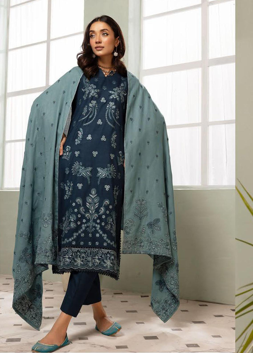 Chantilly De Lace By Aalaya Embroidered Dhanak Suits Unstitched 3 Piece ALY23CDL D-08 - Winter Collection