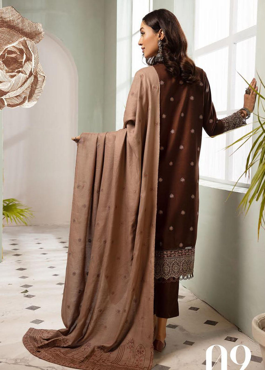 Chantilly De Lace By Aalaya Embroidered Dhanak Suits Unstitched 3 Piece ALY23CDL D-09 - Winter Collection