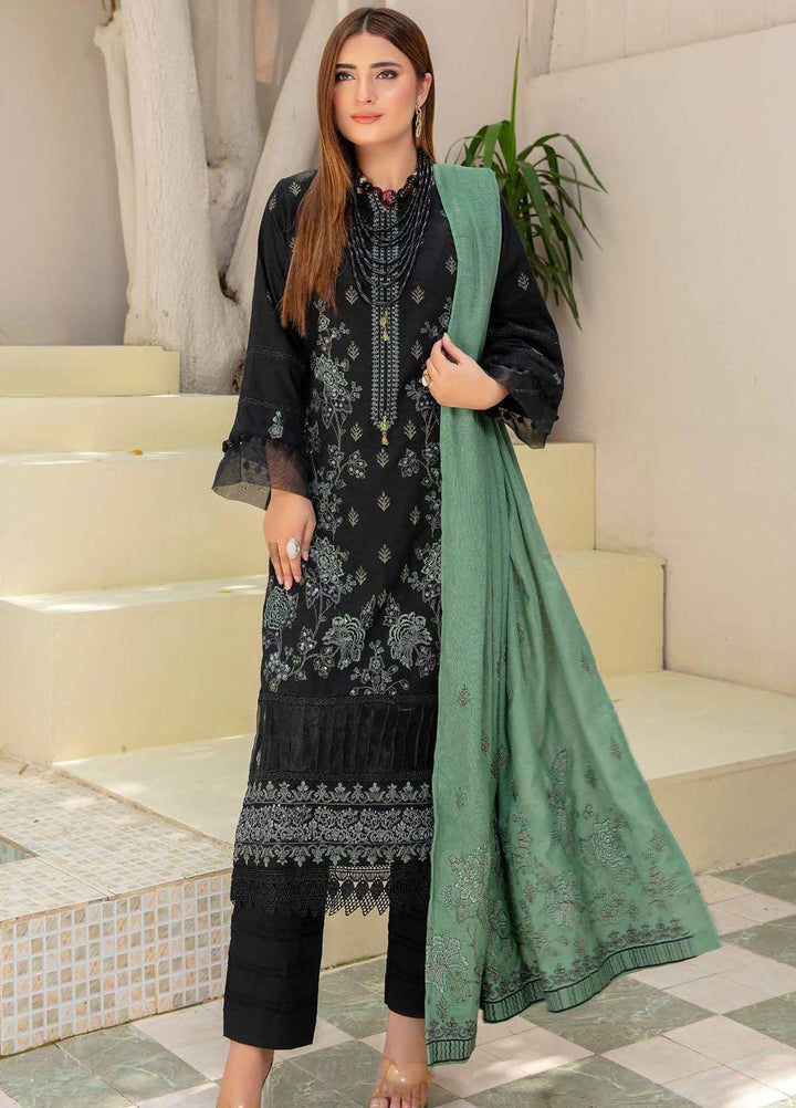 Chantilly De Lace By Aalaya Embroidered Dhanak Suits Unstitched 3 Piece ALY23CDL-V1 D-01 - Winter Collection