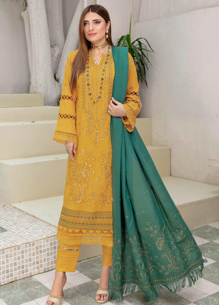 Chantilly De Lace By Aalaya Embroidered Dhanak Suits Unstitched 3 Piece ALY23CDL-V1 D-02 - Winter Collection