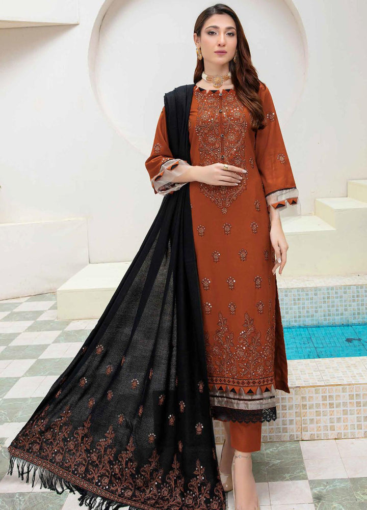 Chantilly De Lace By Aalaya Embroidered Dhanak Suits Unstitched 3 Piece ALY23CDL-V1 D-03 - Winter Collection