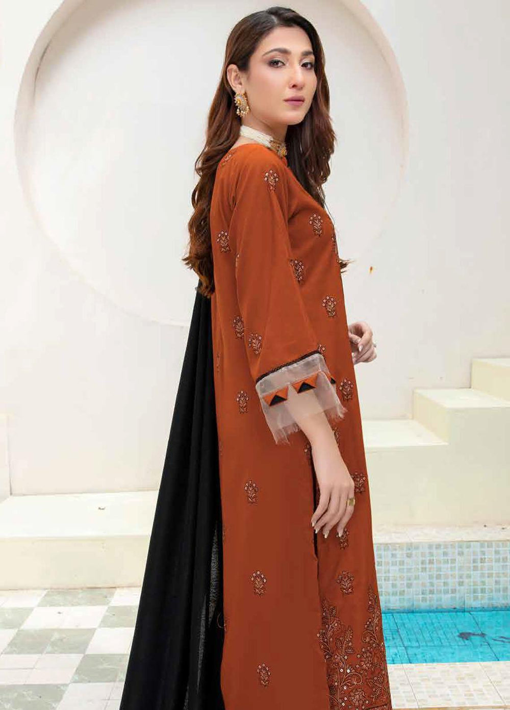 Chantilly De Lace By Aalaya Embroidered Dhanak Suits Unstitched 3 Piece ALY23CDL-V1 D-03 - Winter Collection