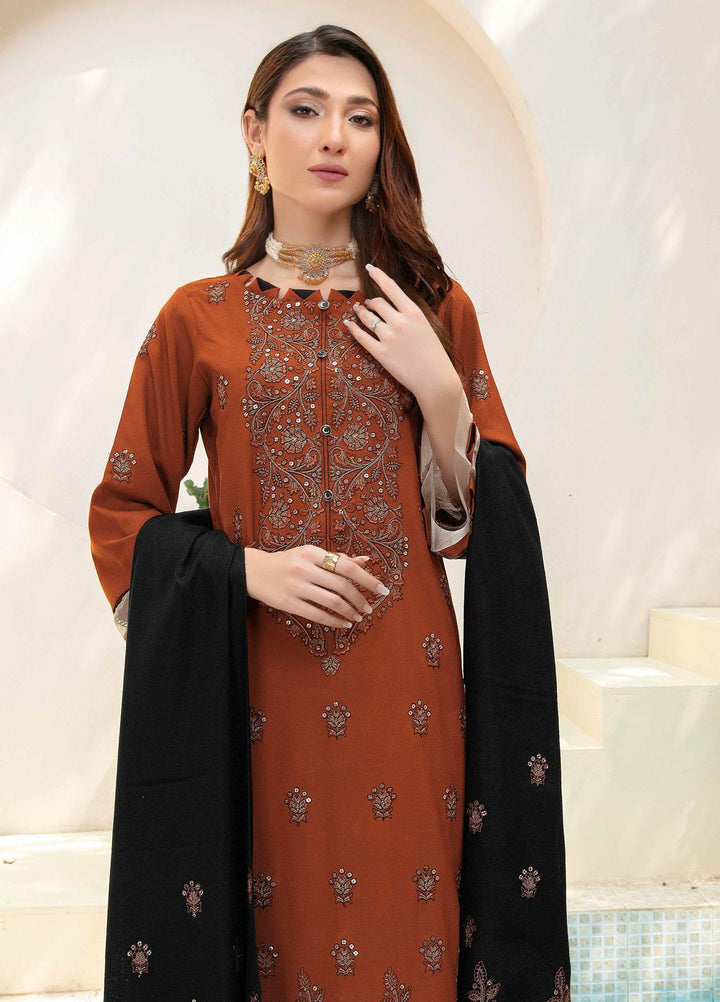 Chantilly De Lace By Aalaya Embroidered Dhanak Suits Unstitched 3 Piece ALY23CDL-V1 D-03 - Winter Collection