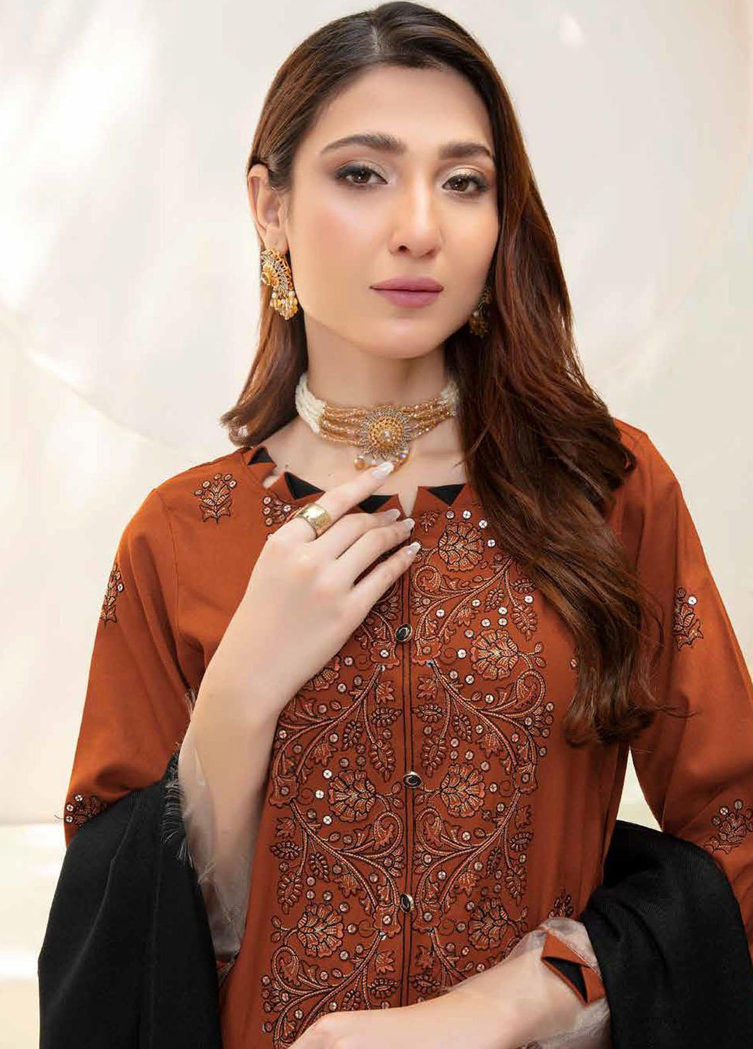 Chantilly De Lace By Aalaya Embroidered Dhanak Suits Unstitched 3 Piece ALY23CDL-V1 D-03 - Winter Collection