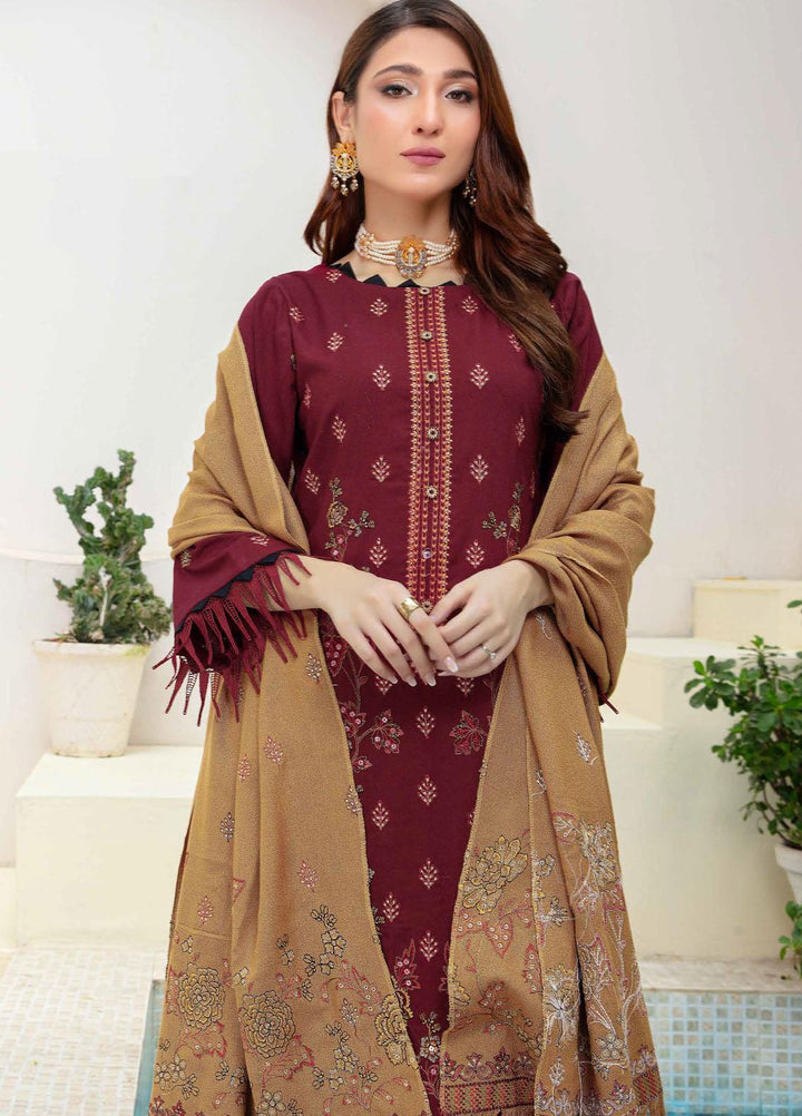Chantilly De Lace By Aalaya Embroidered Dhanak Suits Unstitched 3 Piece ALY23CDL-V1 D-04 - Winter Collection