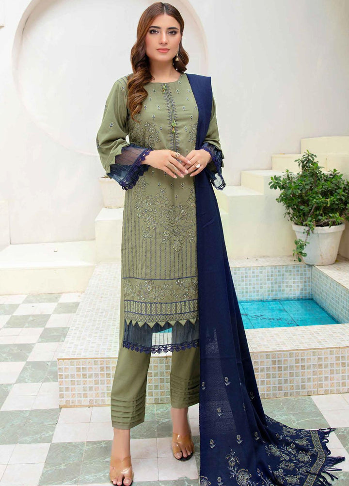 Chantilly De Lace By Aalaya Embroidered Dhanak Suits Unstitched 3 Piece ALY23CDL-V1 D-05 - Winter Collection