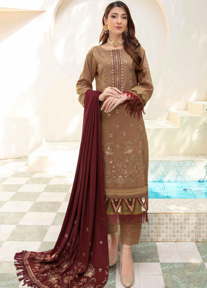 Chantilly De Lace By Aalaya Embroidered Dhanak Suits Unstitched 3 Piece ALY23CDL-V1 D-06 - Winter Collection