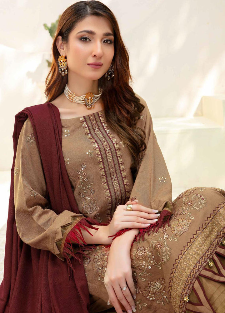 Chantilly De Lace By Aalaya Embroidered Dhanak Suits Unstitched 3 Piece ALY23CDL-V1 D-06 - Winter Collection