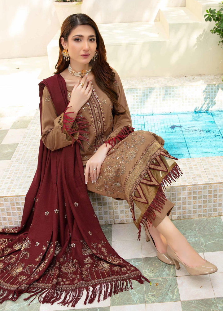 Chantilly De Lace By Aalaya Embroidered Dhanak Suits Unstitched 3 Piece ALY23CDL-V1 D-06 - Winter Collection