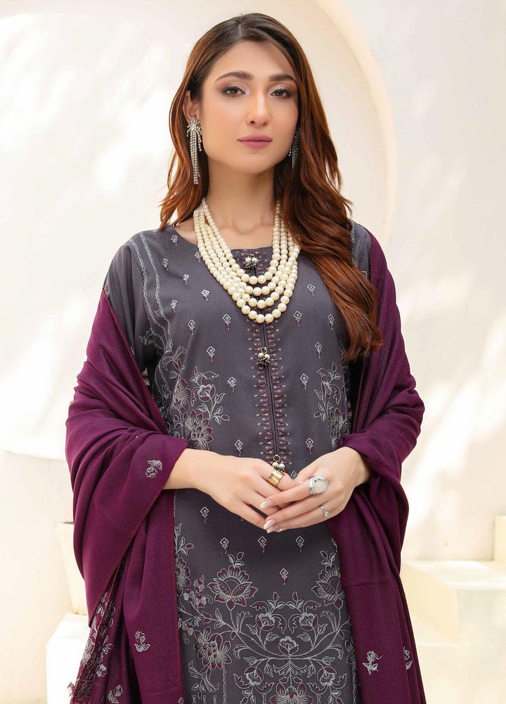 Chantilly De Lace By Aalaya Embroidered Dhanak Suits Unstitched 3 Piece ALY23CDL-V1 D-07 - Winter Collection