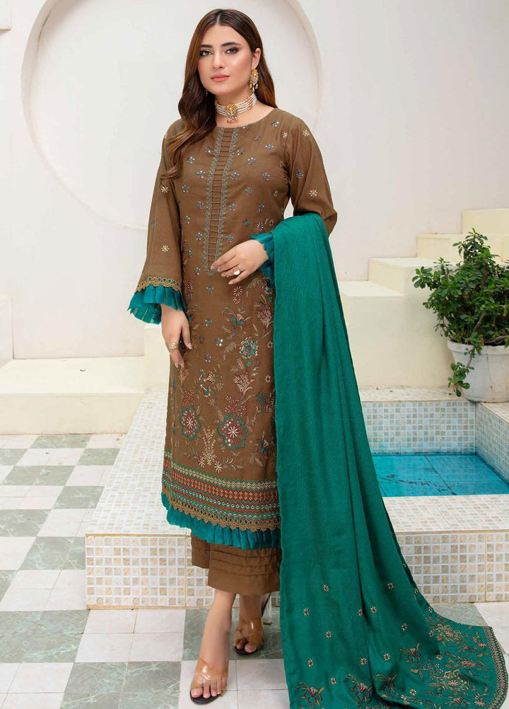 Chantilly De Lace By Aalaya Embroidered Dhanak Suits Unstitched 3 Piece ALY23CDL-V1 D-08 - Winter Collection